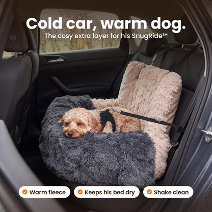 Cold car, warm dog: cockapoo asleep on the Cosy Blanket in a SnugRide car bed