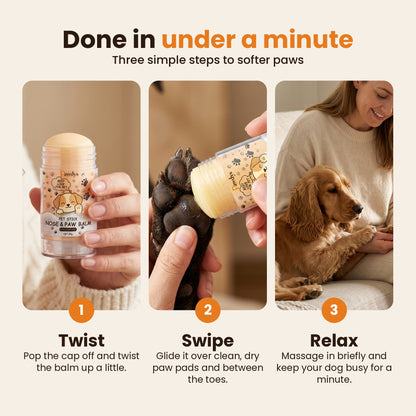 How to use the paw balm stick in three steps