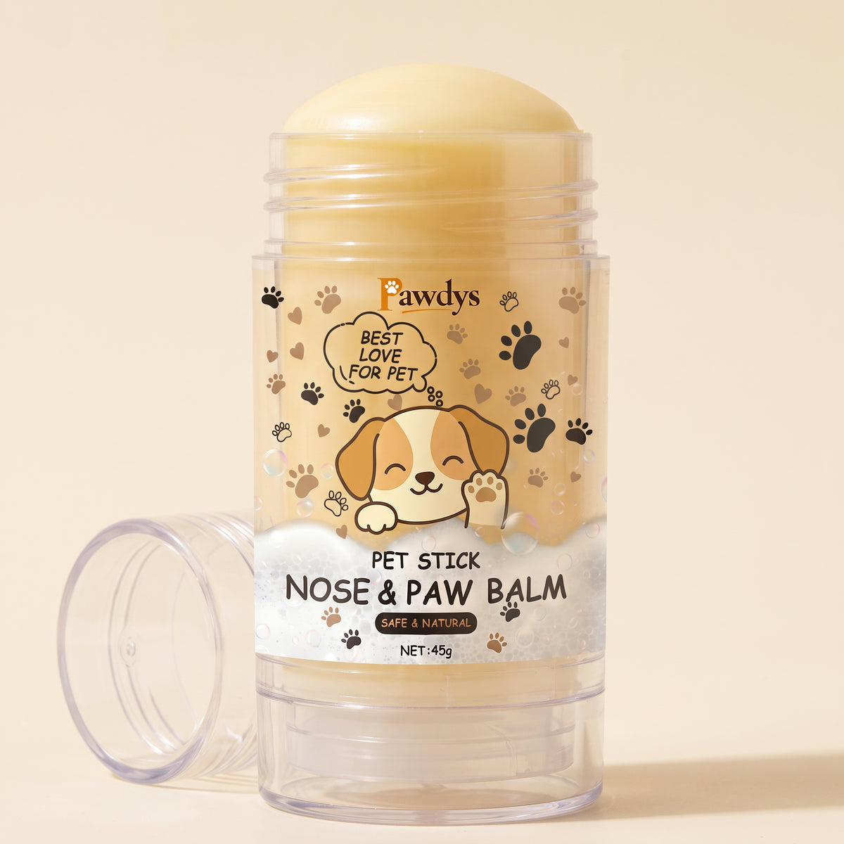 Pawdys Nose & Paw Balm Stick with cap off