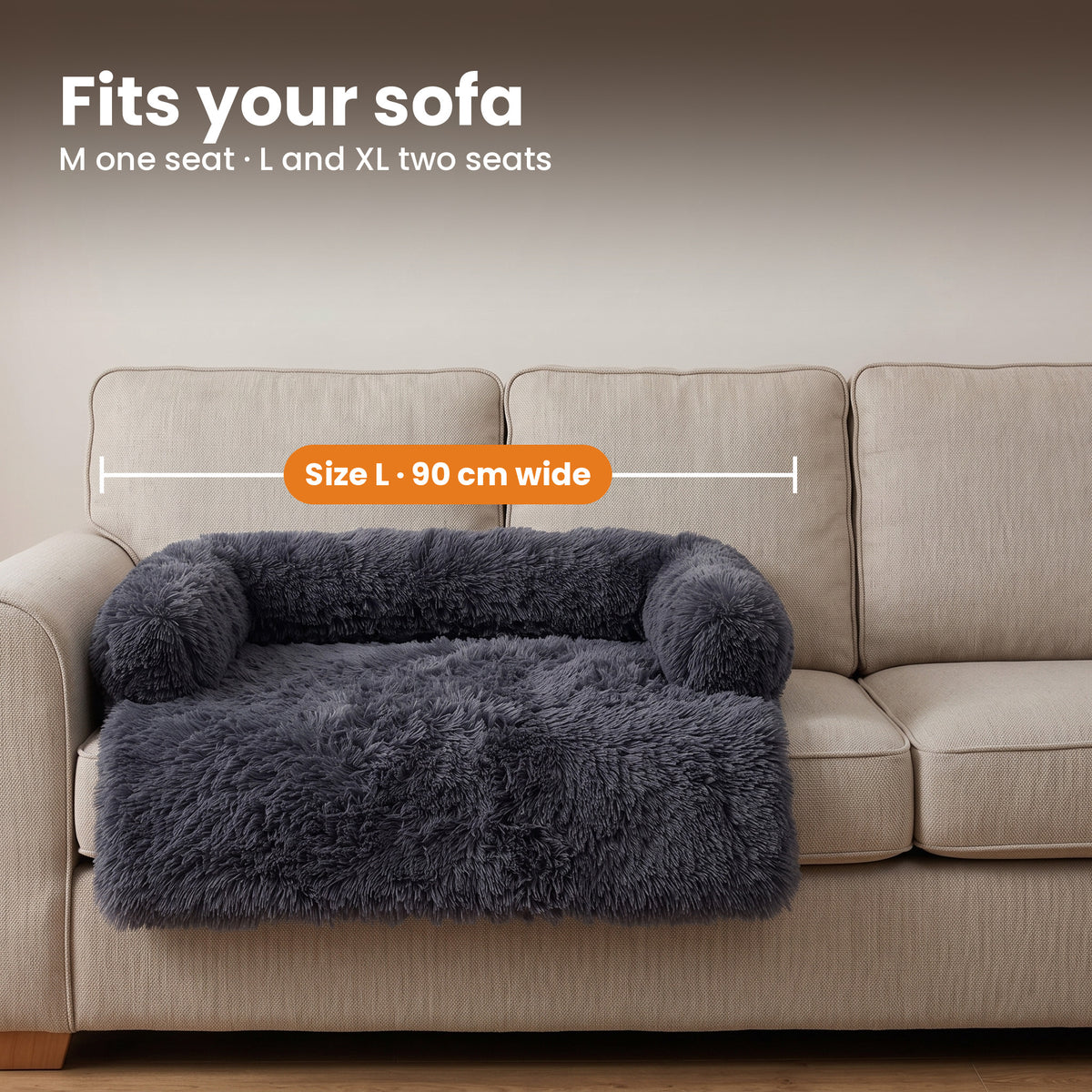 Size L dog sofa bed on a three-seater sofa