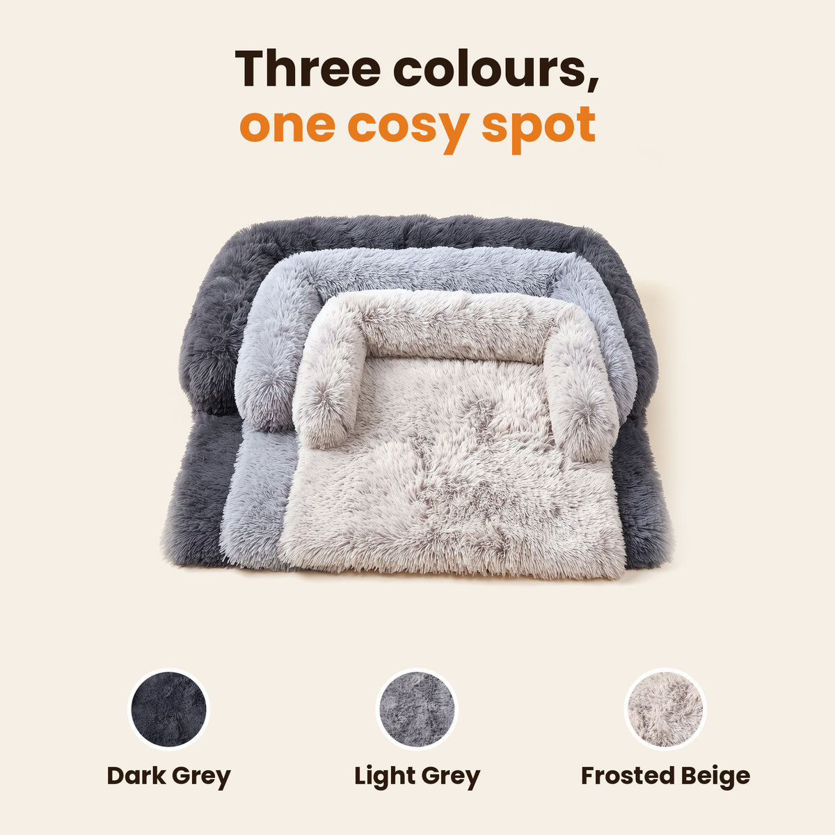 Pawdys Luxury Sofa Bed in three colours: Dark Grey, Light Grey and Frosted Beige